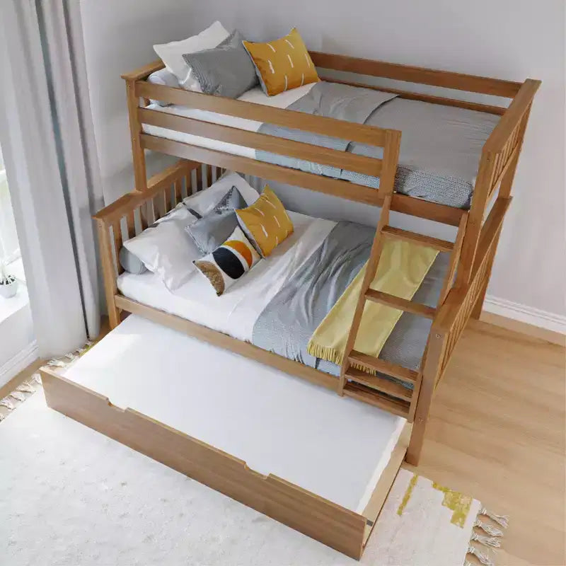 Max & Lily Solid Wood Bunk Bed, Twin over Full with Storage Trundle and Ladder for Kids – Image 20