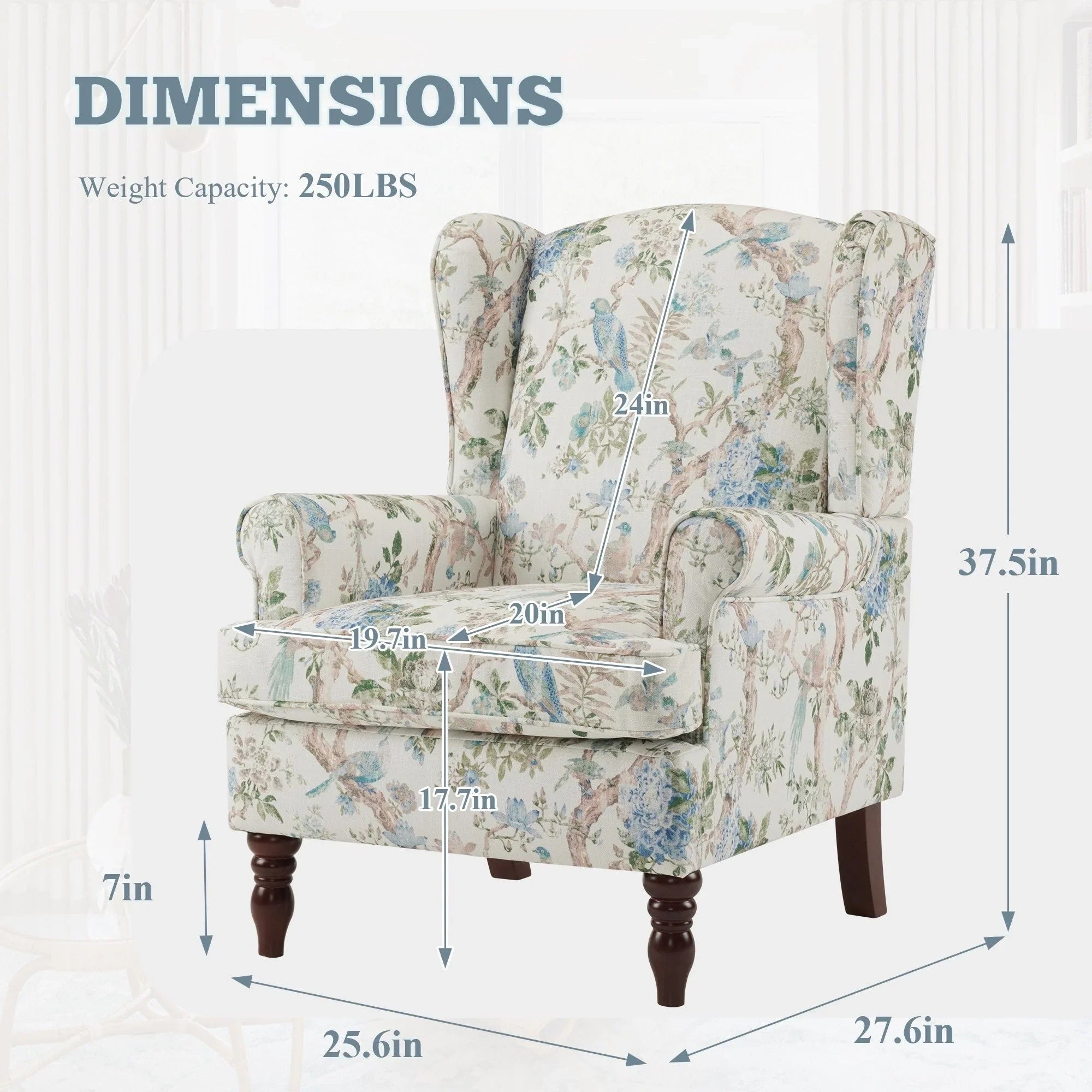 Erommy Modern Accent Chair, High Back Armchair, Upholstered Fabric Button Single Sofa with Wooden Legs for Living Room – Image 148