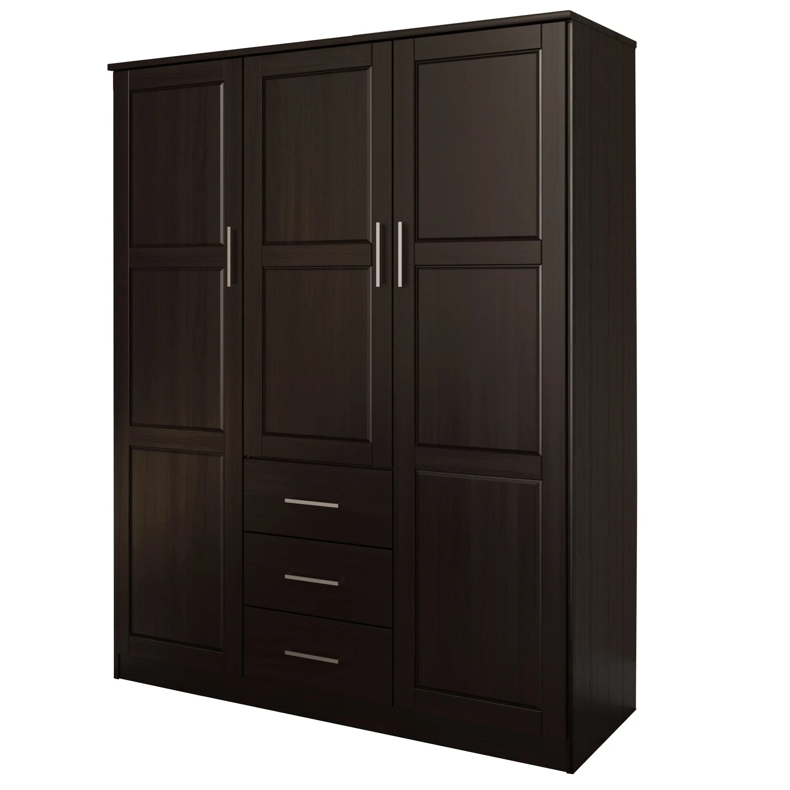 Palace Imports 100% Solid Wood Cosmo 3-Door Wardrobe Armoire with Solid Wood or Mirrored Doors – Image 7