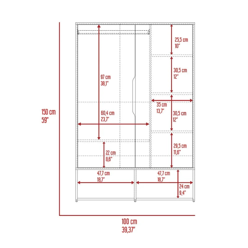 Rose Double Armoire with Hanging Rod – Image 7
