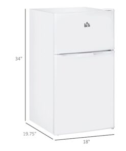 Alternative view of HOMCOM Double Door Mini Fridge with Freezer, 3.2 Cu.Ft Compact Refrigerator with Adjustable Shelf, Adjustable Thermostat