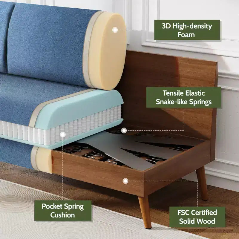 68 Loveseat Sofa Comfy Couch,Modern Loveseat Couches for Living Room/Bedroom,Comfy Sofa with Spring Cushion,Solid Wood,Tool-Free Assembly – Image 19