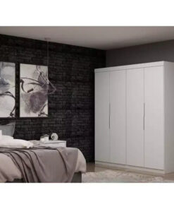 Alternative view of Set of 2 Mulberry 2.0 Wardrobe Closet White - Manhattan Comfort: Bedroom Storage, Hanging Rods, Modern Design
