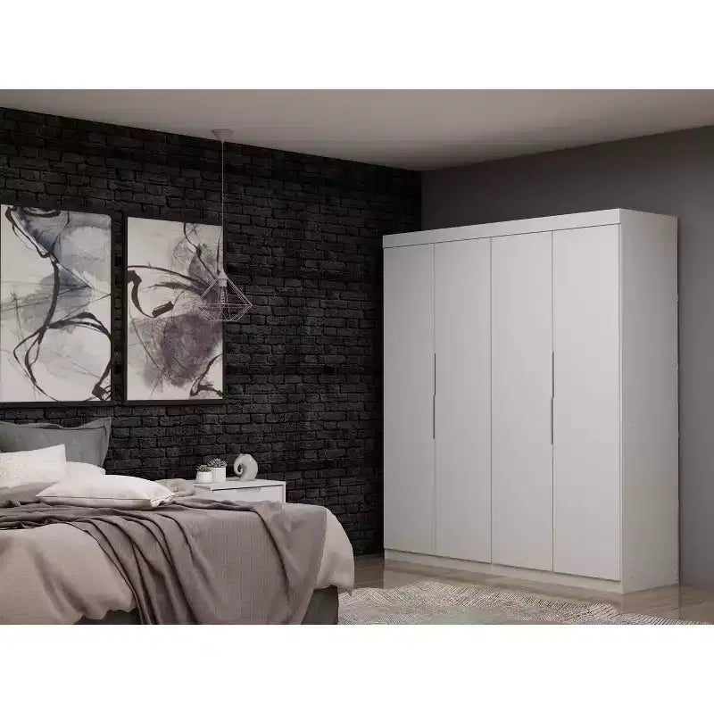 Set of 2 Mulberry 2.0 Wardrobe Closet White - Manhattan Comfort: Bedroom Storage, Hanging Rods, Modern Design – Image 2