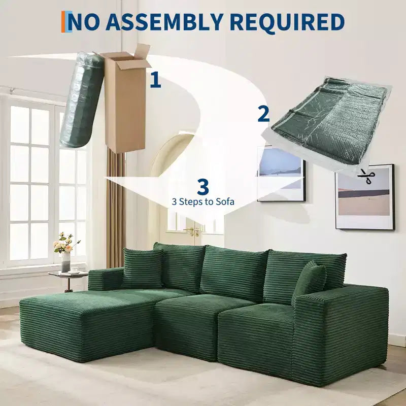 108 Modern Sofa Couch, 3 Seater Upholstered L Shaped Sofa with Pillows, Deep Seat Sofa, No Assembly Required – Image 30
