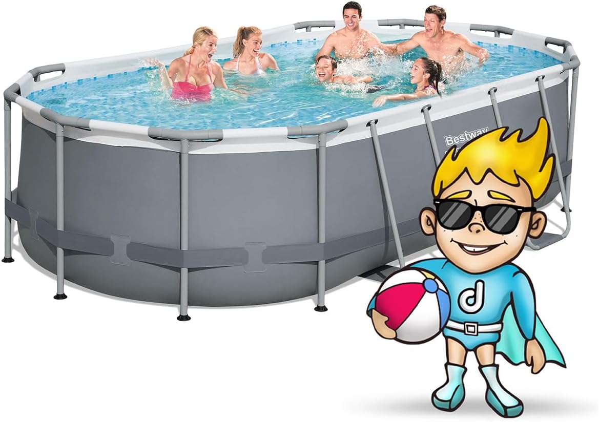 Bestway Power Steel 56088 Kit piscine avec pompe filtrante Gris ovale Bleu 427 x 250 x 100 cm – Image 3