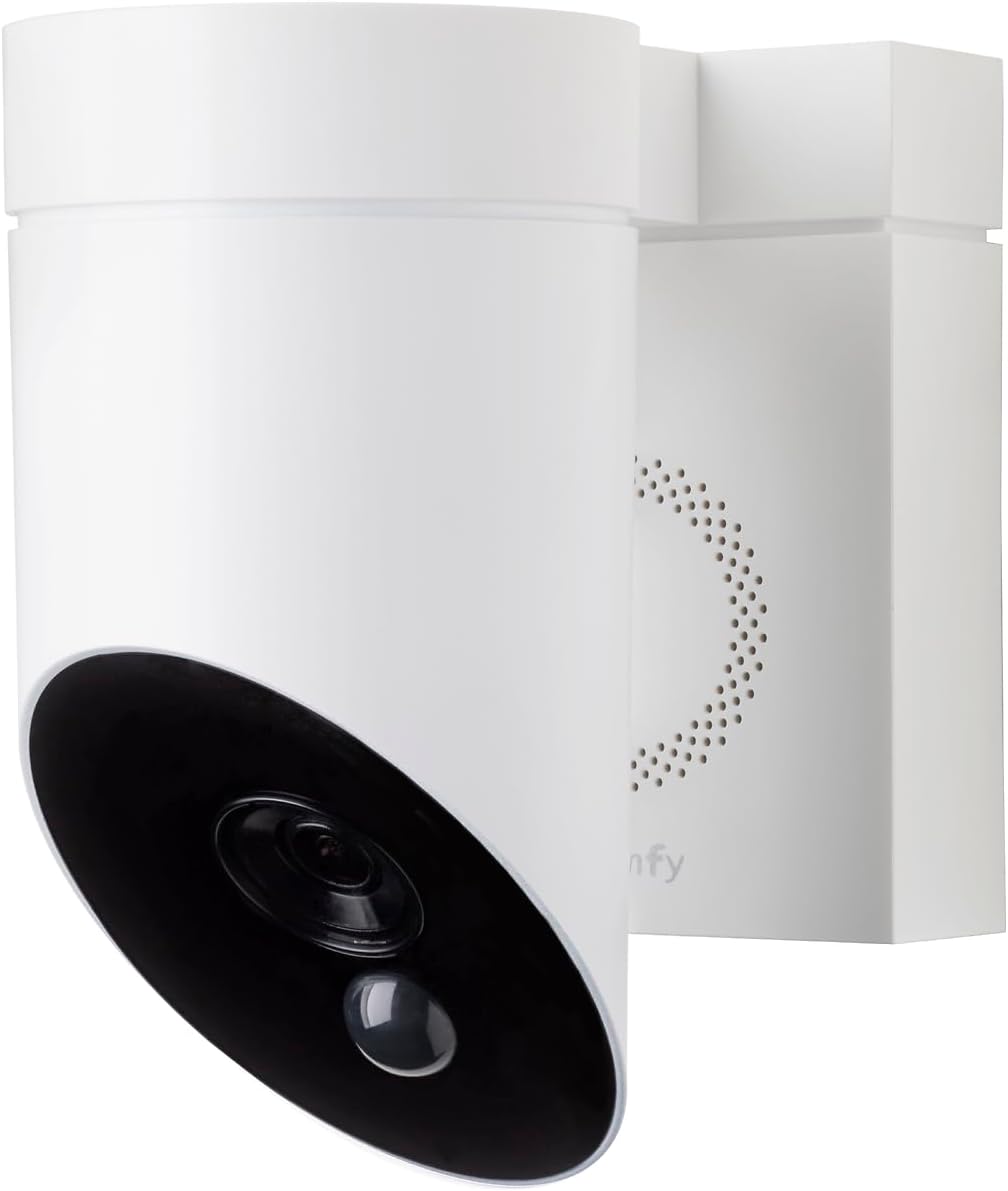 somfy 1875325 - Outdoor Camera 2 Blanche, Caméras avec détection de Mouvement Intelligente, Sirène intégrée de 110 DB, Branchement Possible sur Un luminaire existant, Images Full HD 1080p