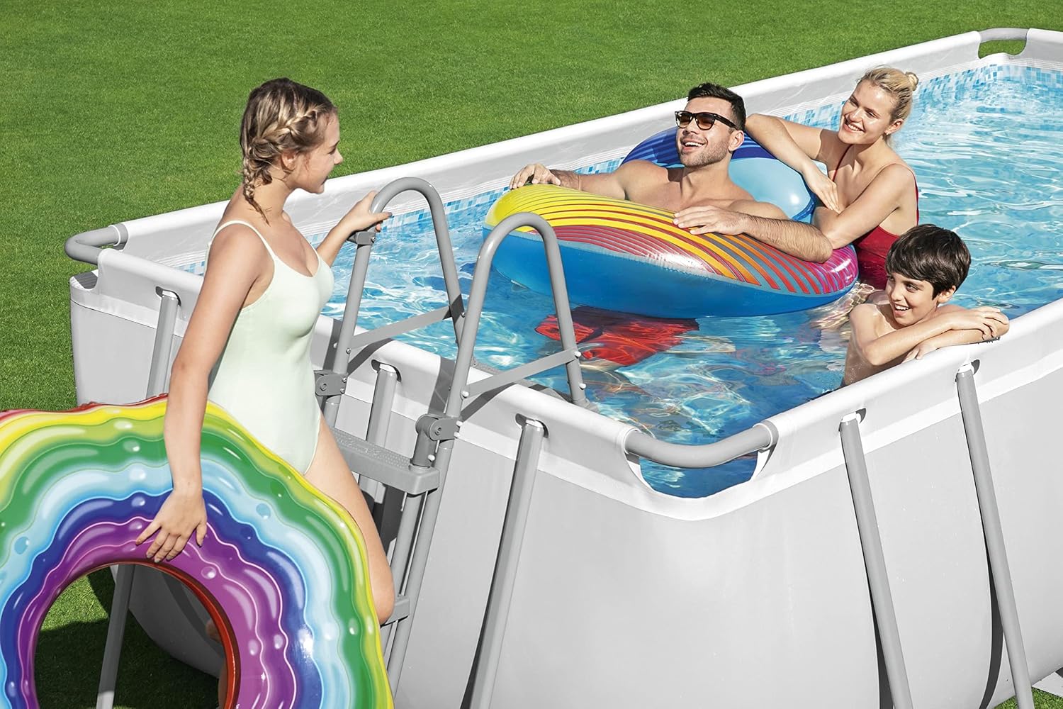 Bestway Ensemble de piscine rectangulaire Power Steel 404x201x100 cm – Image 3