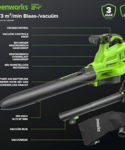 Alternative view of Greenworks 48V(24V x 2) Aspirateur Souffleur Sans fil de Feuilles à Batterie Bandoulière, Moteur Sans Balais, 386km/h, 14.73m³/min,Sac Mulching 45L, 2 Batteries 4Ah,Chargeur,Garantie 3 Ans BL48L421-01