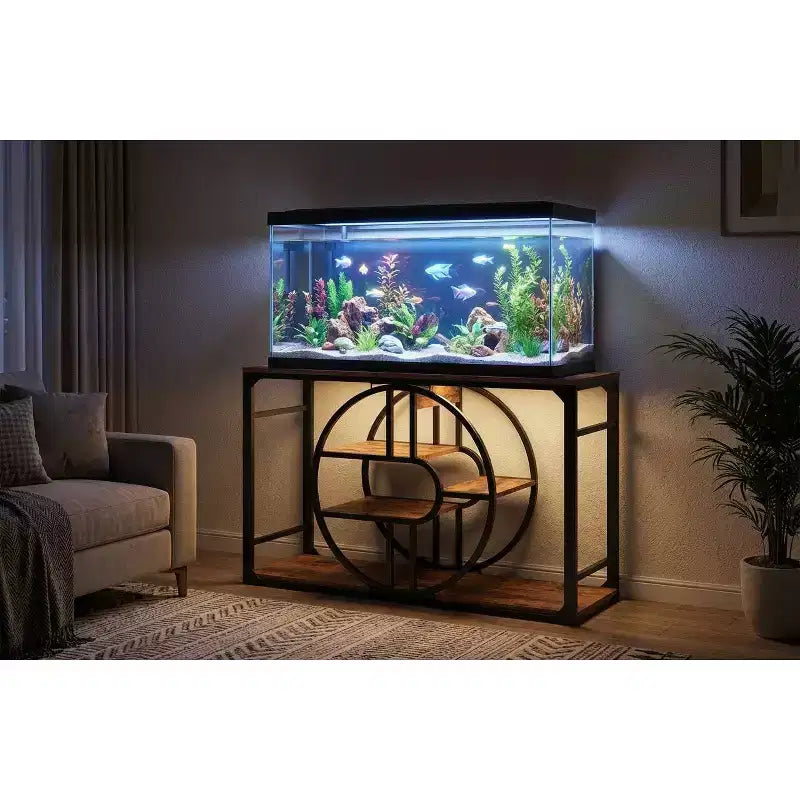 55-75 Gallon Metal Aquarium Stand, Heavy-Duty Fish Tank Stand with Storage Cabinet, Multi-Tier Fish Tank Stand with Thickened Legs, Suitable – Image 2