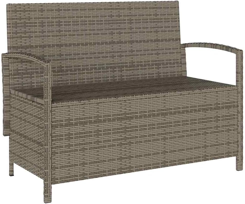 vidaXL Banc de Rangement de Jardin avec Coussin Gris résine tressée, Banc de Jardin, Banc de Jardin, Banc de Patio, Banc d'extérieur, Banc de Parc – Image 5