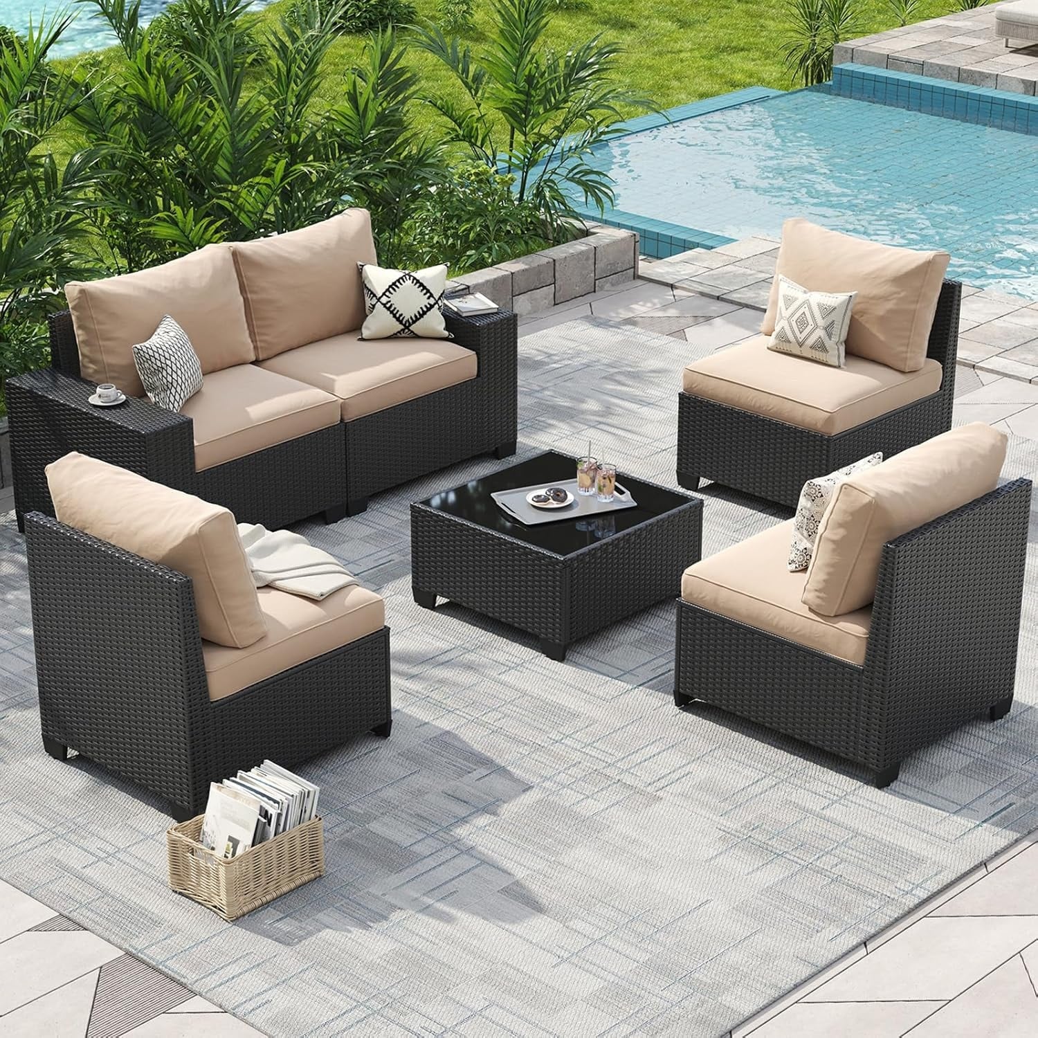 Outdoor Patio Furniture Sets with 4in Thicken Cushion – Image 14
