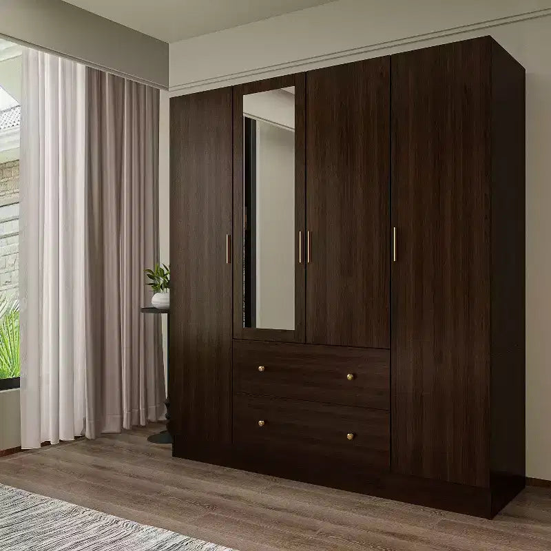 Hitow Armoire 2-Large Drawer Center Hanging Area with Mirror Minimalist Style – Image 13