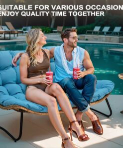 Alternative view of Double Papasan Chair Loveseat with Cushion, All-weather PE Rattan and Metal Frame for Indoor Outdoor