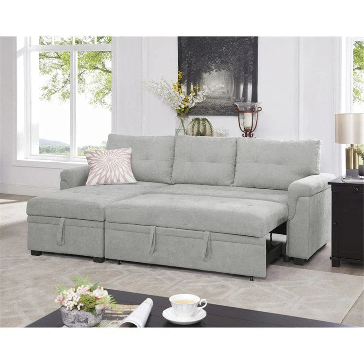 Convertible Reversible Sectional Sofa with Pull-Out Sleeper Bed, Hidden Storage Chaise, and Durable Legs – Image 17
