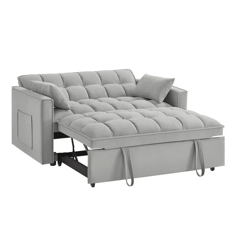 4 in1 Loveseat Sofa Bed with Armrests & Storage Pockets, Multi-Function Tufted Pull-out Sofa Bed with Adjustable Backrest – Image 30
