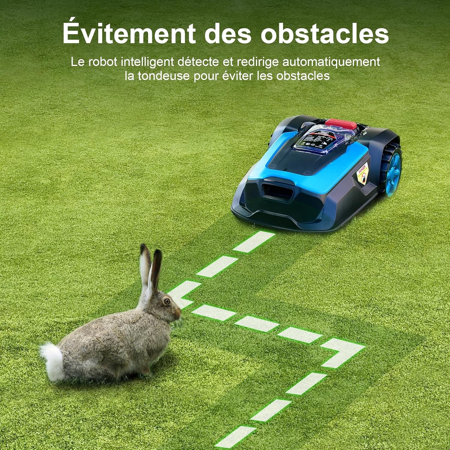 LEADZM Robot Tondeuse sans Fil Automatique 1200m² - Recharge Auto, Contrôle App Bluetooth/Wi-FI, Hauteur de Coupe 25-65 mm, Largeur de Coupe de 220 mm, Pente 47%, Étanche IPX5 – Image 7