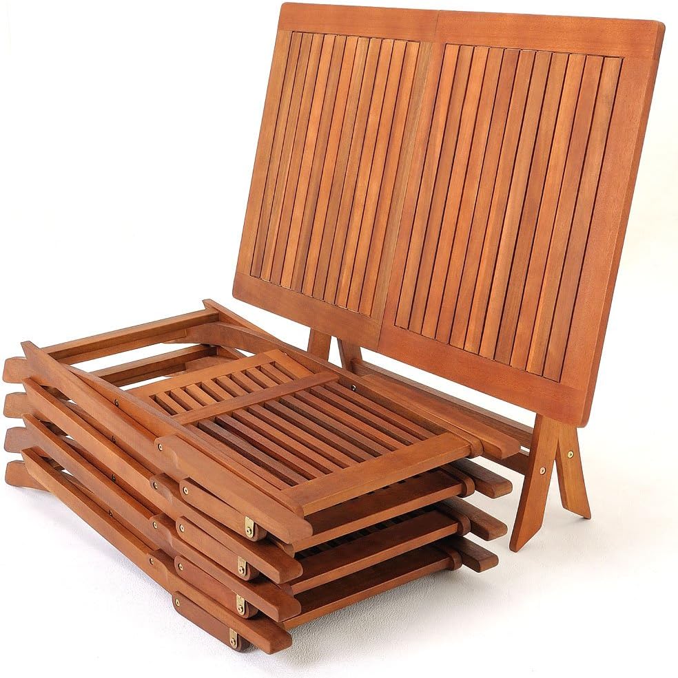 Casaria® Ensemble de Jardin Sydney Komfort en Bois d'acacia certifié FSC® Ensemble Table 4 chaises Pliables Salon de Jardin Exterieur – Image 8
