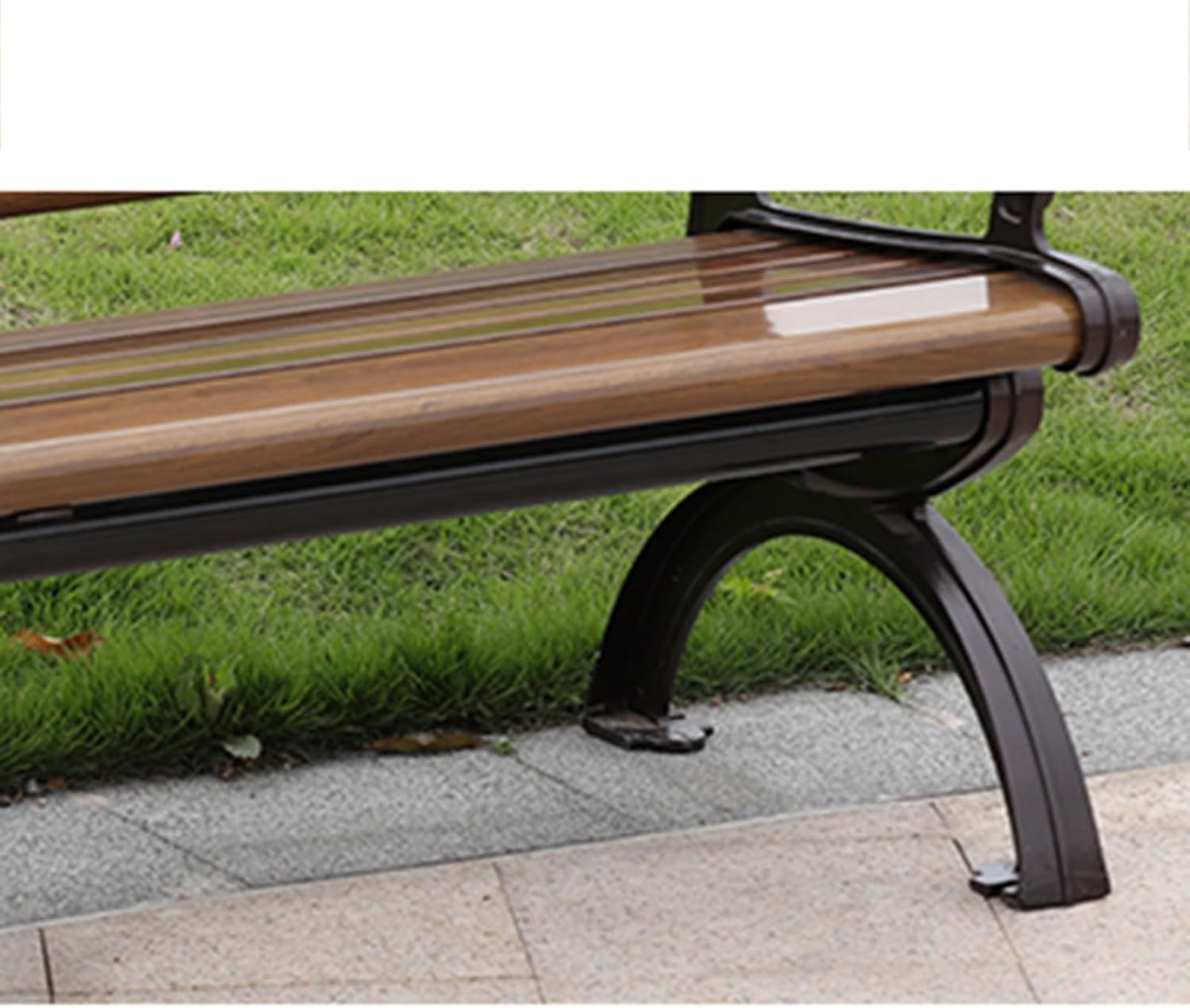 HZEPDVT Banc de Jardin en Aluminium for Trois Personnes avec Dossier et accoudoirs, résistant aux intempéries et à la Rouille, Banc de terrasse à Lattes métalliques – Image 6