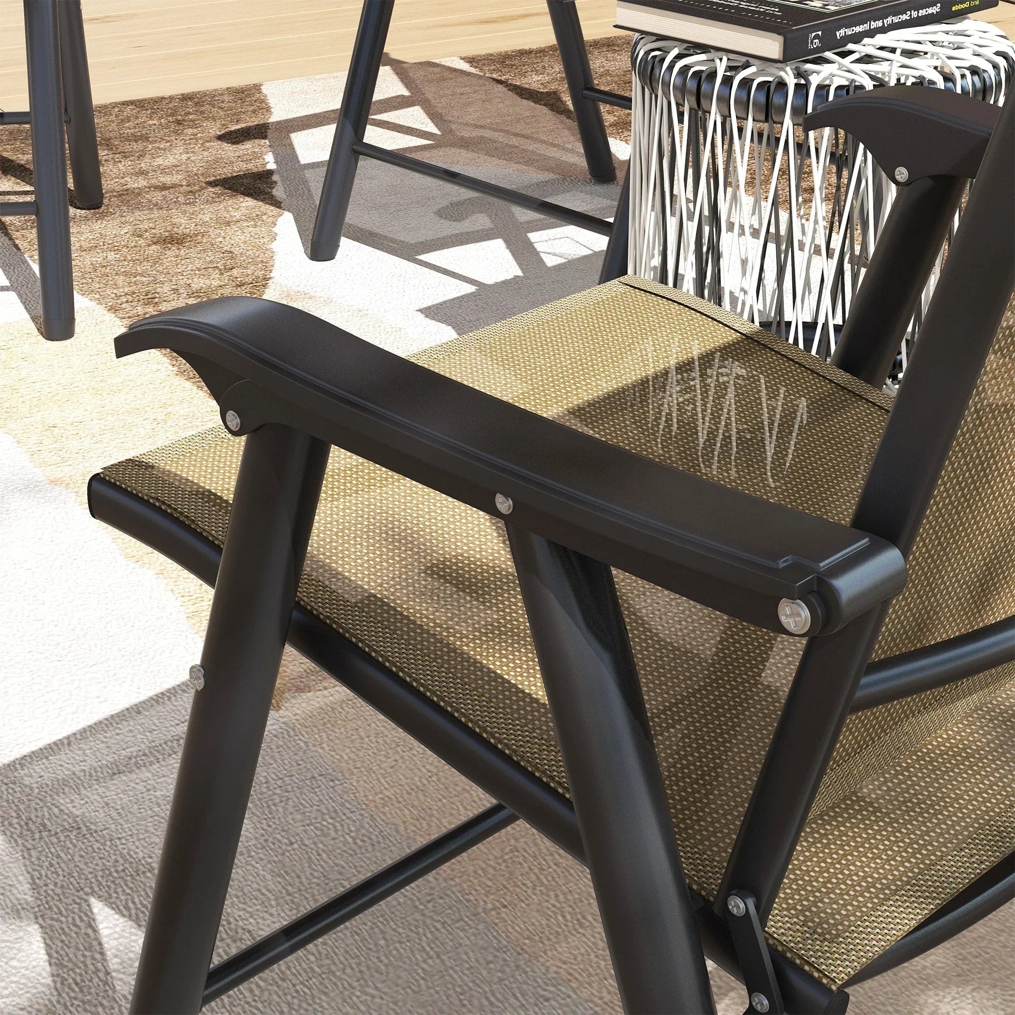 Outsunny 4-piece Folding Patio Chair Set with a Simple & Chic Design, Comfortable for the Deck, Garden, Yard & Travel – Image 30