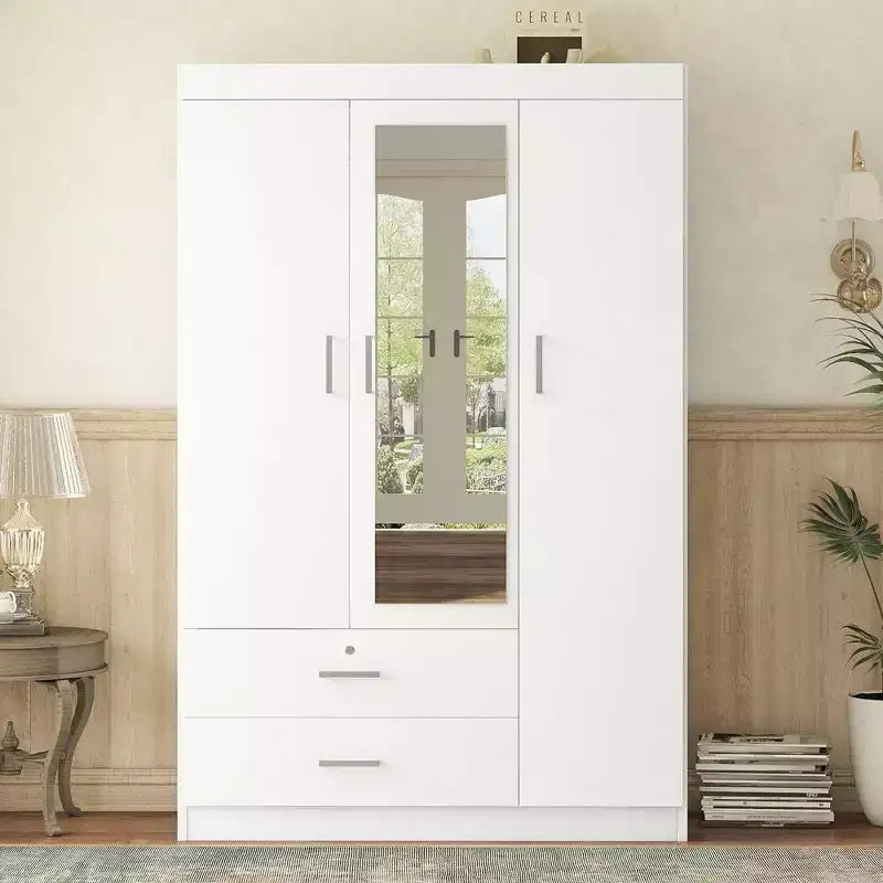3-Door Wardrobe with Shelves and 2 Drawers, Clothing Armoire 4A - ModernLuxe – Image 3