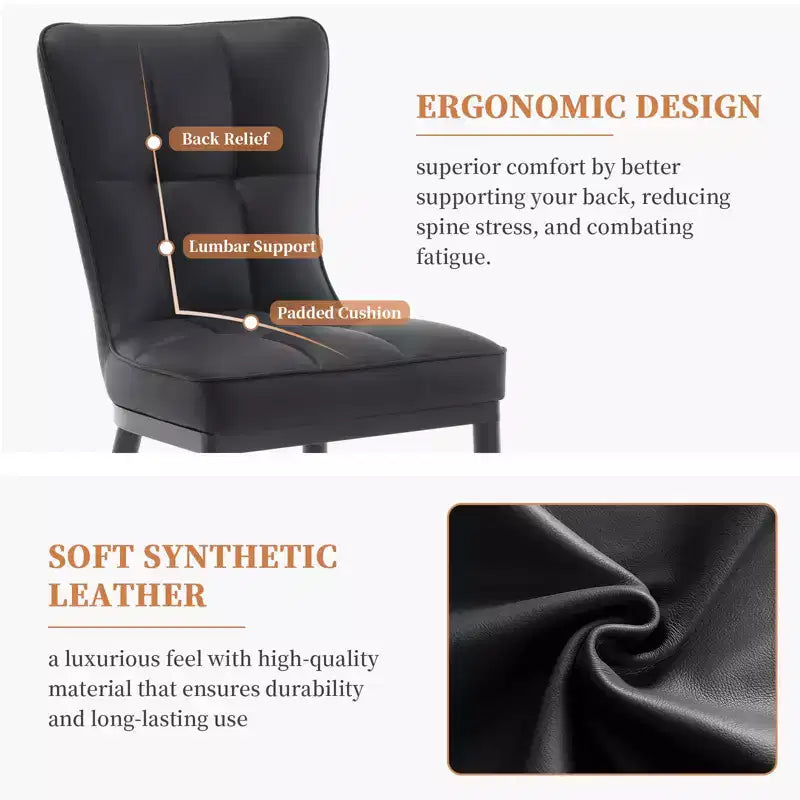 Bekrvio Dining Room Chairs Set of 6, Modern Upholstered Faux Leather Seat with High Back, Metal Legs, Armless Kitchen Chairs for Living Dinning Room – Image 26