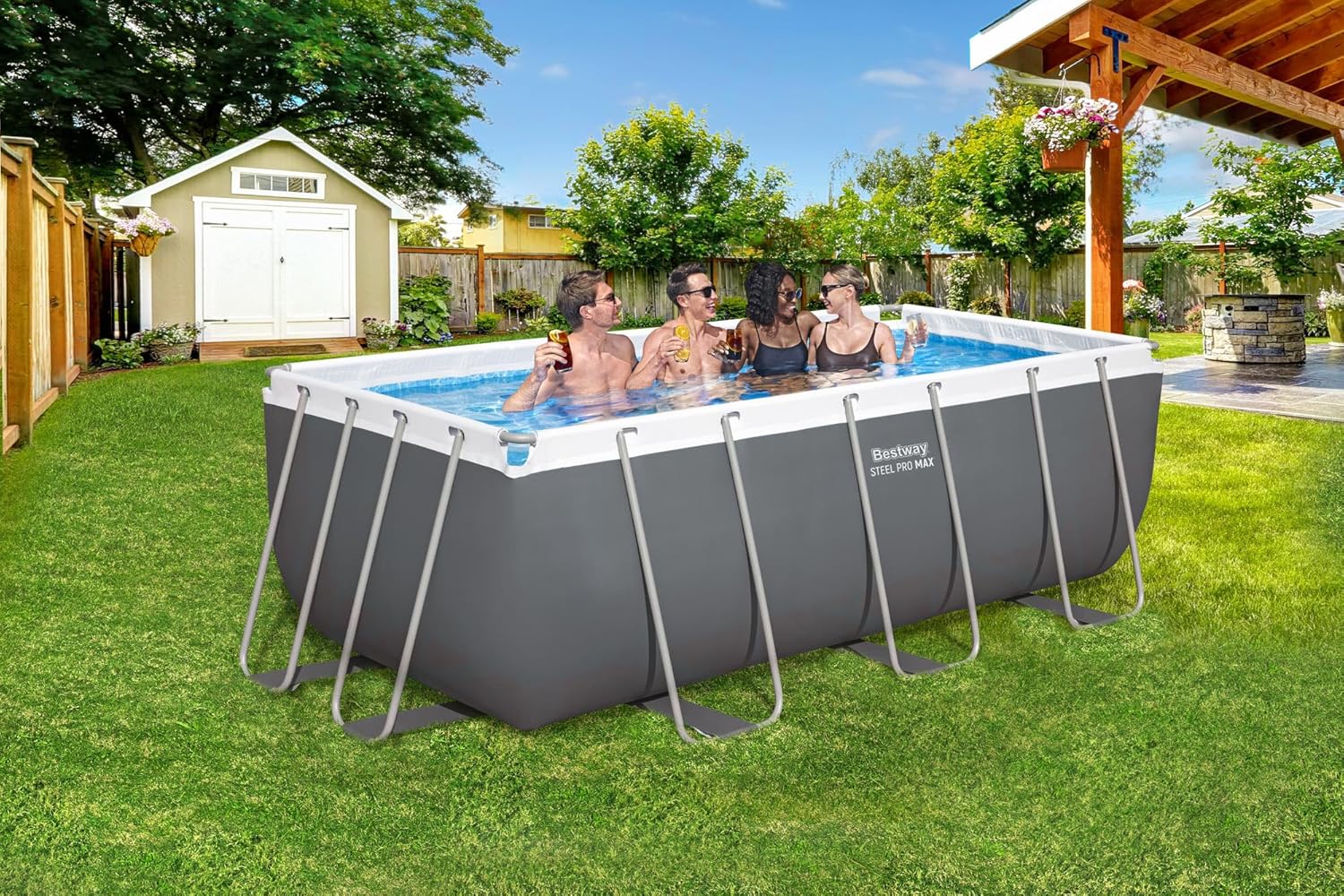 Bestway Steel Pro Max Kit Piscine Hors Sol - 412 cm x 201 cm x 122 cm - Gris foncé – Image 2