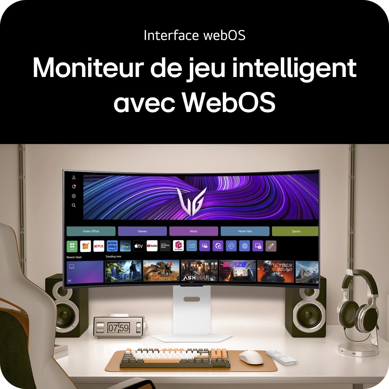 LG Ultragear 39GX90SA-W Ecran PC Gaming 39 - Dalle OLED résolution QHD (3440 x 1440), 1ms 240Hz, DisplayHDR400 True Black, DCI-P3 98.5 pour cent (CIE1976), FreeSync Premium, G-Sync Compatible – Image 3