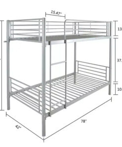 Alternative view of Karl Home Twin Over Twin Steel Bunk Bed Frame Ladder Bedroom Dorm Room for Kids Adult Children