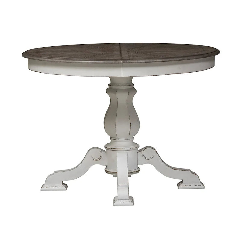 Magnolia Manor Round Pedestal Dining Table with Expandable Leaves - 2 Finishes – Image 12