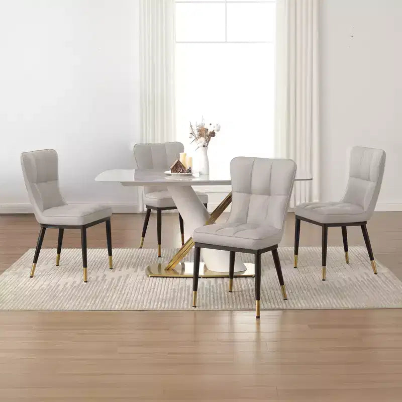 Bekrvio Dining Room Chairs Set of 6, Modern Upholstered Faux Leather Seat with High Back, Metal Legs, Armless Kitchen Chairs for Living Dinning Room – Image 51