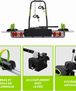Alternative view of GO BIKER Porte-Vélo sur Attelage - Modèles 2 à 4 Vélos - Gamme Complète Boule de Remorque - Supporte 15 et 30 kg/Rail - Châssis Acier/Aluminium - Tous Types de Vélos - Antivol - E-Bike (E-Trek)