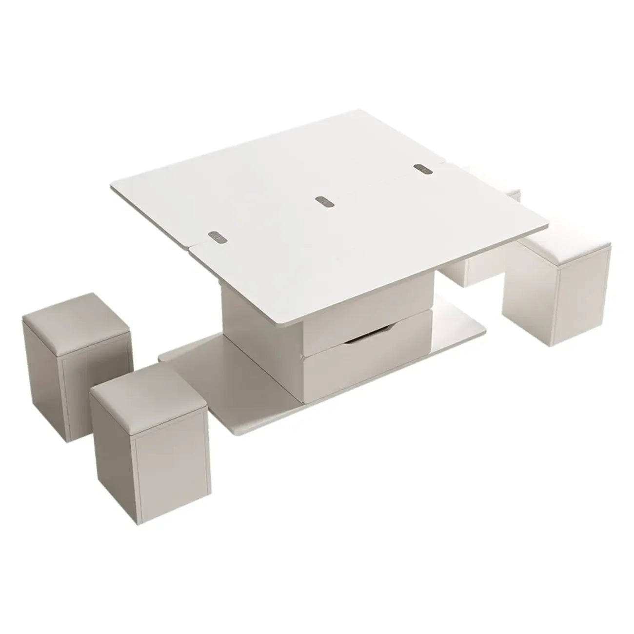 Foldable Lift-Top Coffee Table with 4 Stools & Storage – Image 12