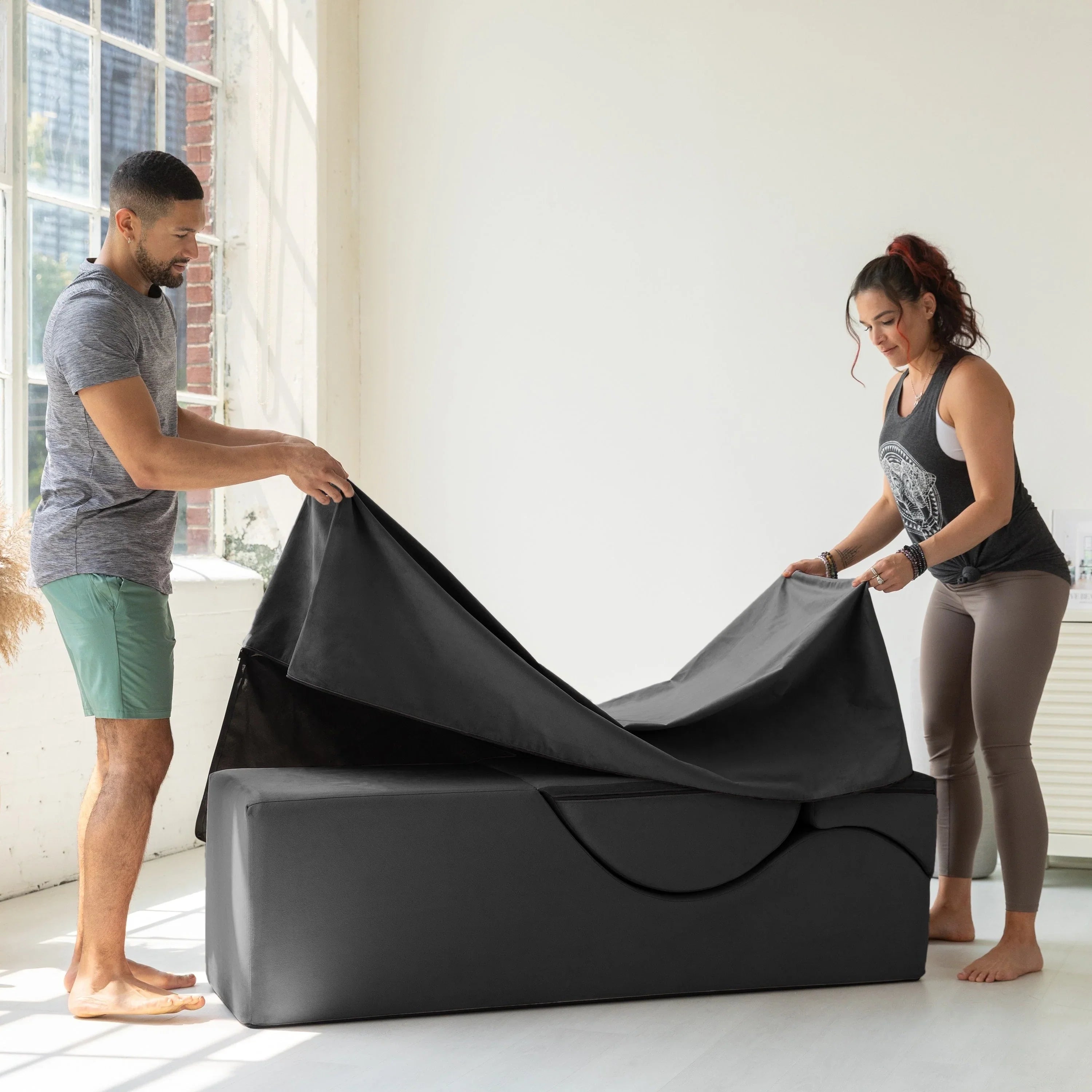 Avana Kami Convertible Chaise / Yoga & Massage - 2-In-1 Ottoman with Concealed Fold Out Yoga Lounge Chair, Microvelvet - N/A – Image 6