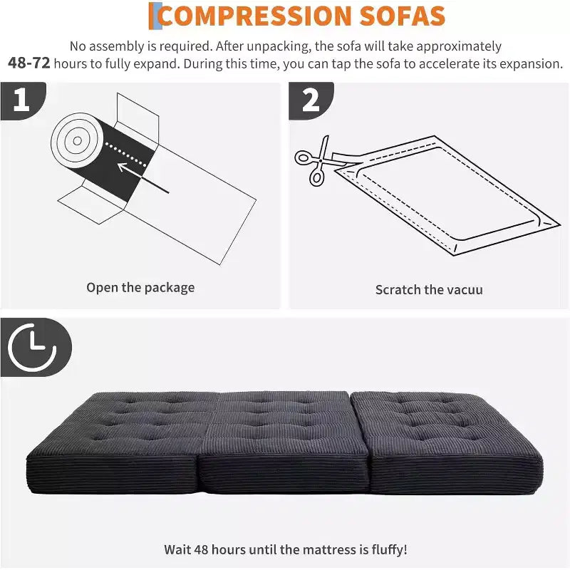 39x75 Tri-Fold Memory Foam Sofa Bed 6 Tufted Mattress – Image 10