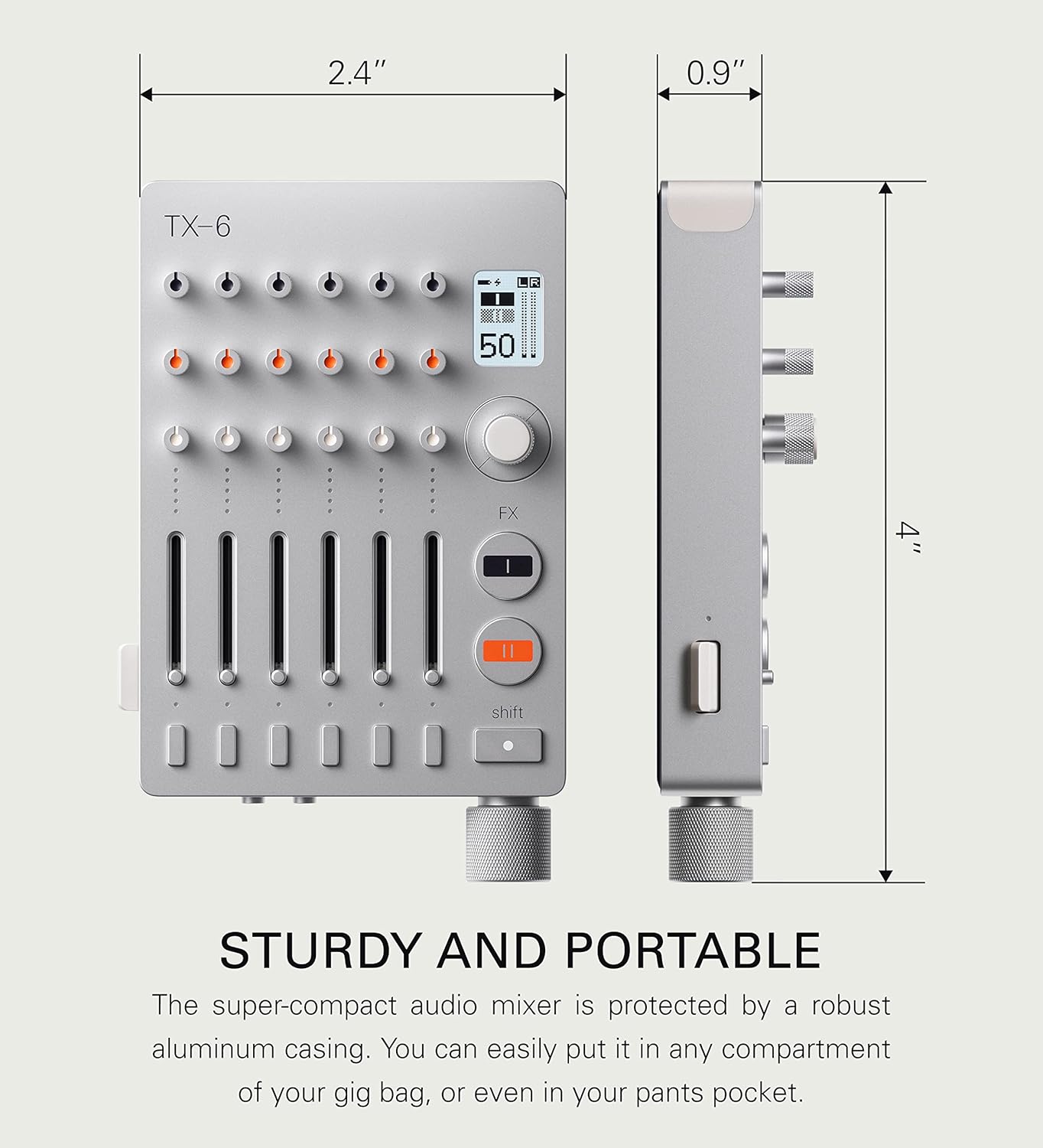 Teenage Engineering TX-6, table de mixage stéréo professionnelle à 6 canaux (interface audio multifonctionnelle, 6 entrées stéréo, 3 sorties stéréo (main/cue/aux), mini table de mixage) – Image 5