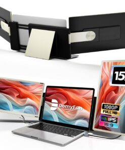 Domyfan Écran Portable 15.6 Triple Moniteur pour Ordinateur Portable 120 pour cent sRGB FHD 1080P Convient à Toutes Les Tailles Laptop attaché Type-C USB HDMI plug and play, Pour Mac, Windows, Chrome, Android