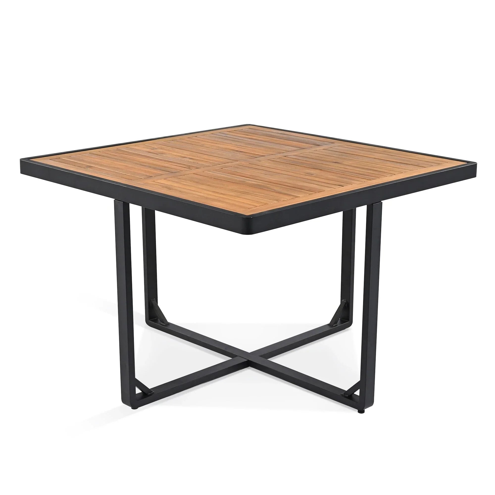 18-Pieces Acacia Wood Patio Dining Set, 8 Cushioned Chairs & 8 Ottomans & 2 Square Table – Image 10