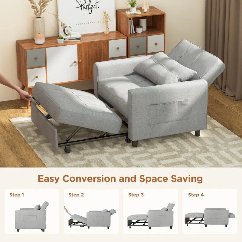 3-in-1 Adjustable Sleeper Sofa Bed, Pull Out Chair Sofa, Convertible Folding Bed for Living Room – Image 37