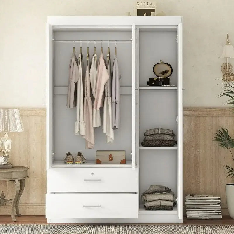 3-Door Mirror Wardrobe with Shelves and 2 Drawers – Image 5