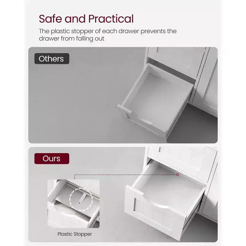 VASAGLE Floor Storage Cabinet, Storage Unit with 3 Drawers, Cabinet Freestanding, Adjustable Shelf ,White – Image 9