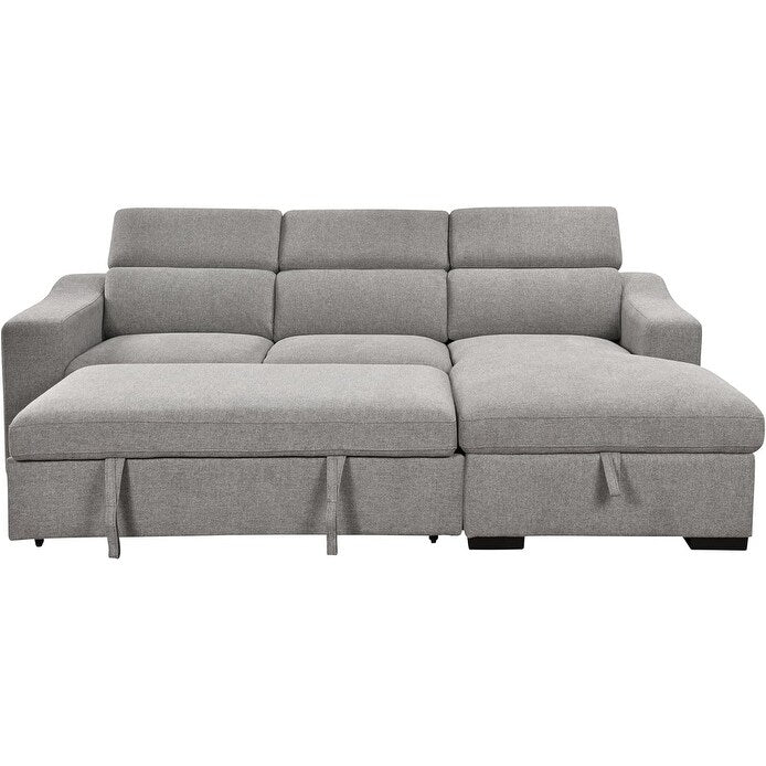 Roomfitters 103 Convertible Sectional Sofa with Storage Chaise, Adjustable Headrests, L-Shaped Sleeper Corner Sofa – Image 6