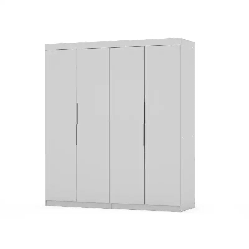 Set of 2 Mulberry 2.0 Wardrobe Closet White - Manhattan Comfort: Bedroom Storage, Hanging Rods, Modern Design