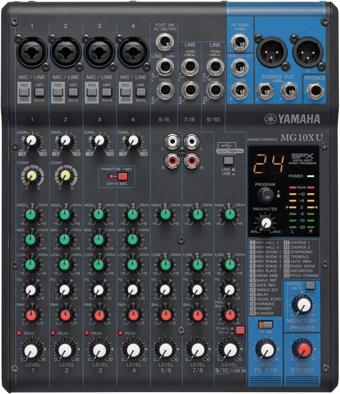 YAMAHA Console de mixage 10 canaux MG10XU, ZT82750