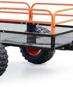 Wiltec Remorque basculante - 2159 x 1219 x 762 mm - capacité 680 kg - avec Grille et Parois amovibles - pour Tondeuse autoportée ATV Jardinage Transport