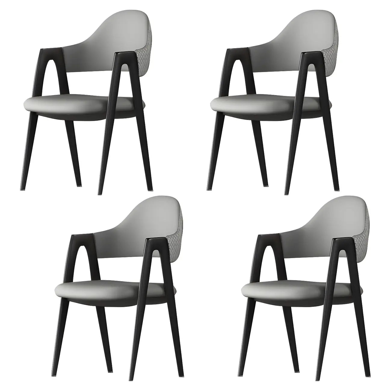 Modern Leather Curved Open Back Arm Dining Chair – Image 57