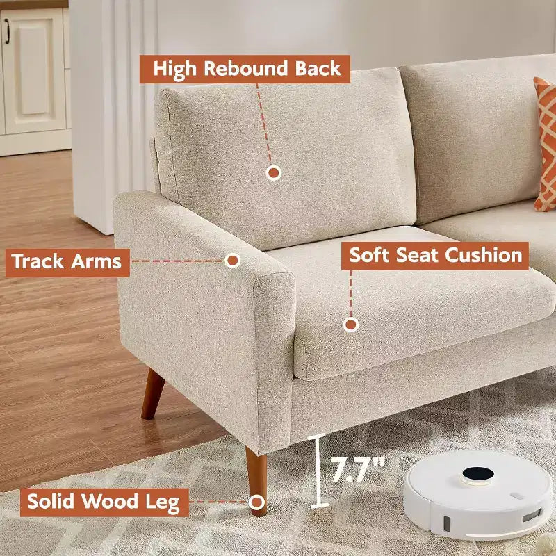 68 Loveseat Sofa Comfy Couch,Modern Loveseat Couches for Living Room/Bedroom,Comfy Sofa with Spring Cushion,Solid Wood,Tool-Free Assembly – Image 41