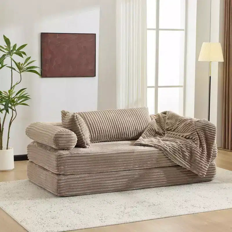 Dark Gray / Gray / Green / Sea Blue Corduroy Convertible Sleeper Sofa Bed, 2-Seater – Image 10