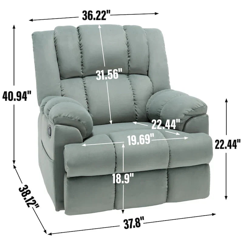 Lazy Boy Swivel Rocker Fabric Recliner Chair, Overstuffed Large Manual Recliner Glider with Pillow Top Arms and Cushion Back – Image 6