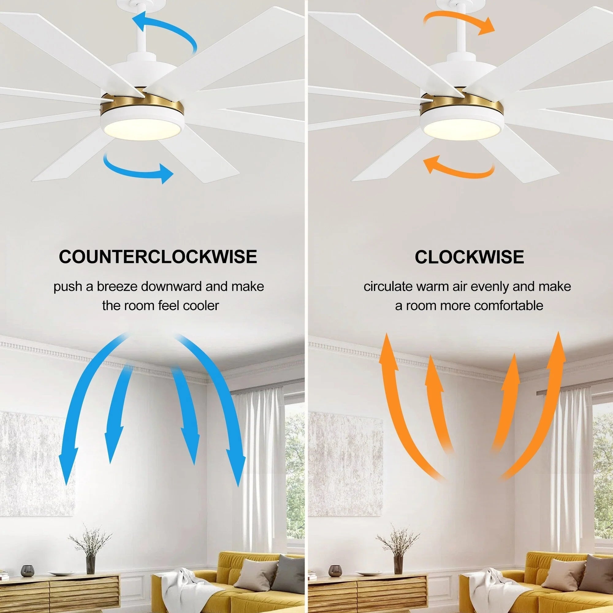 65 Inch 8-Blade Black LED Ceiling Fan with Light and Remote – Image 17